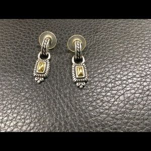 Brighton Silver Gold Plate Etched Rope Earrings